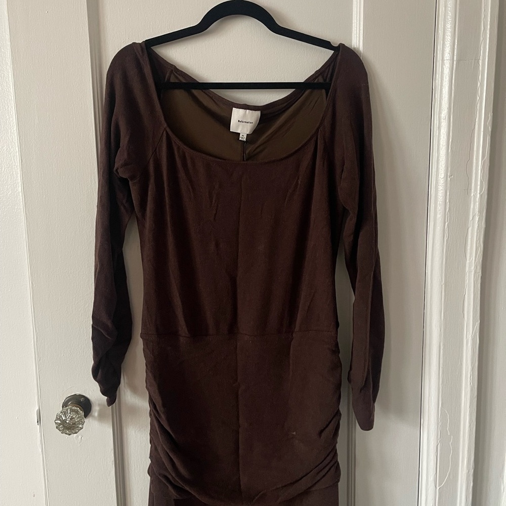 Reformation Abbott Knit Dress Mole Long Sleeve Maxi Dress - Picture 7 of 12
